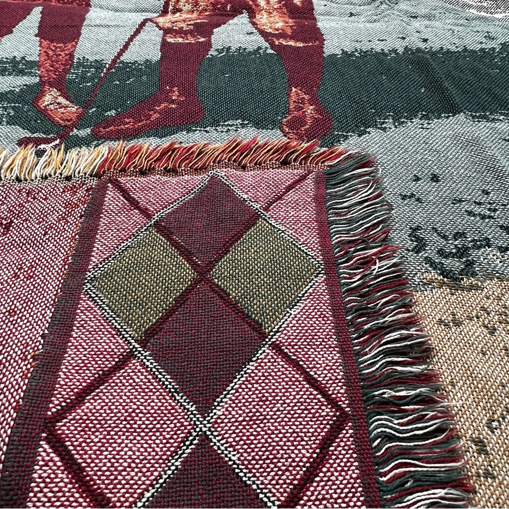 Goodwin Weavers 100% Cotton Golf Tapestry Throw Blanket Afghan Vintage USA - Picture 11 of 13
